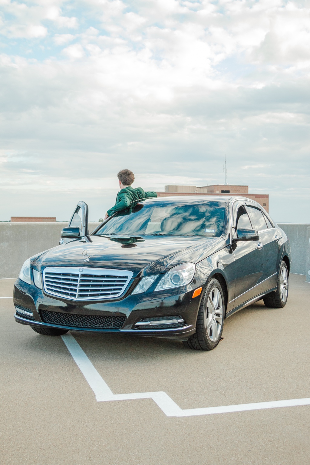 Portrait with Mercedes viewed from the front
