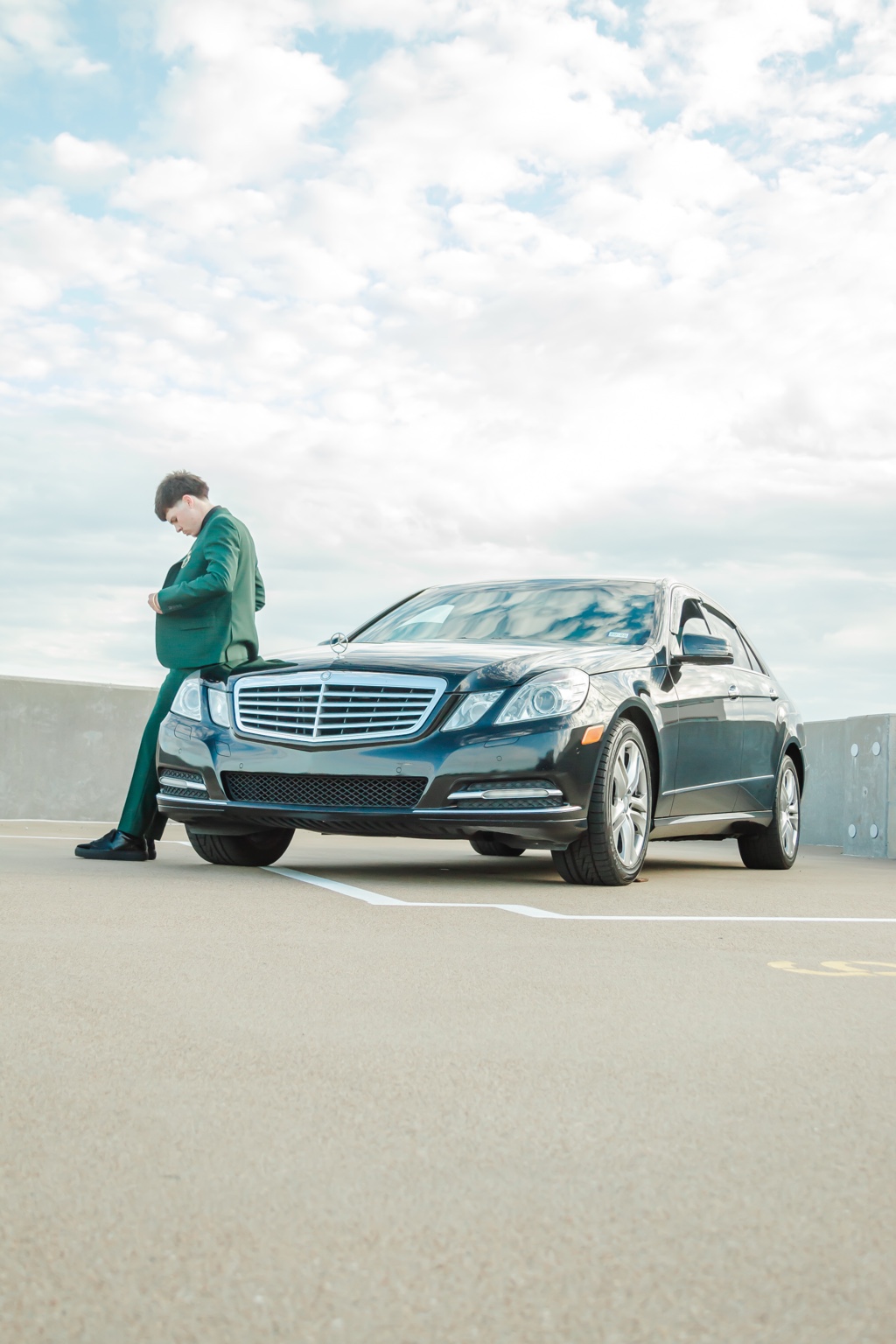 Wide portrait with a Mercedes and dramatic sky